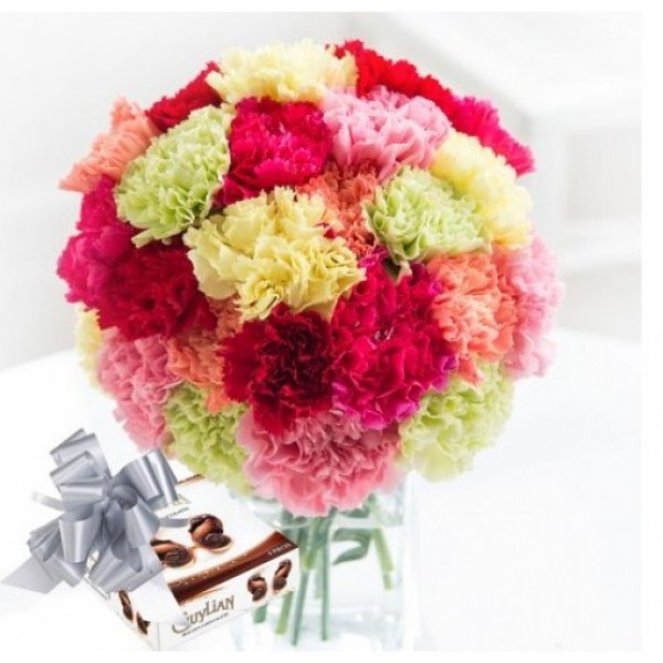 Big Carnations Bouquet with Chocolate